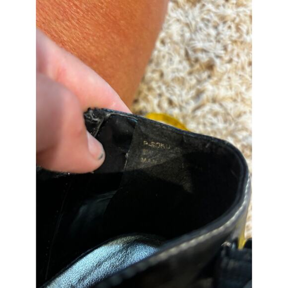 Steve Madden Black Open Toe Pumps chunky cork style 9.5 biker buckles y2k - Picture 7 of 8